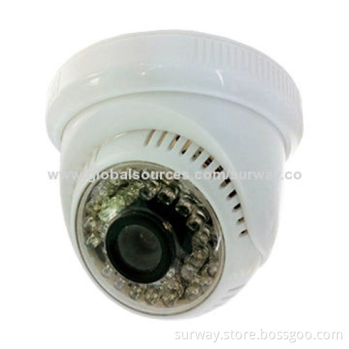 720-pixel Plastic IP Dome Camera with 12V DC ±10% Power Supply, 10-20m IR Distance